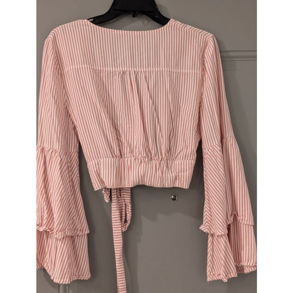 Women's JACK by BB DAKOTA Pink & White Striped Blouse M - Picture 8 of 9